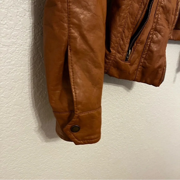 J2 faux leather camel brown jacket juniors size medium moto style - Picture 13 of 16